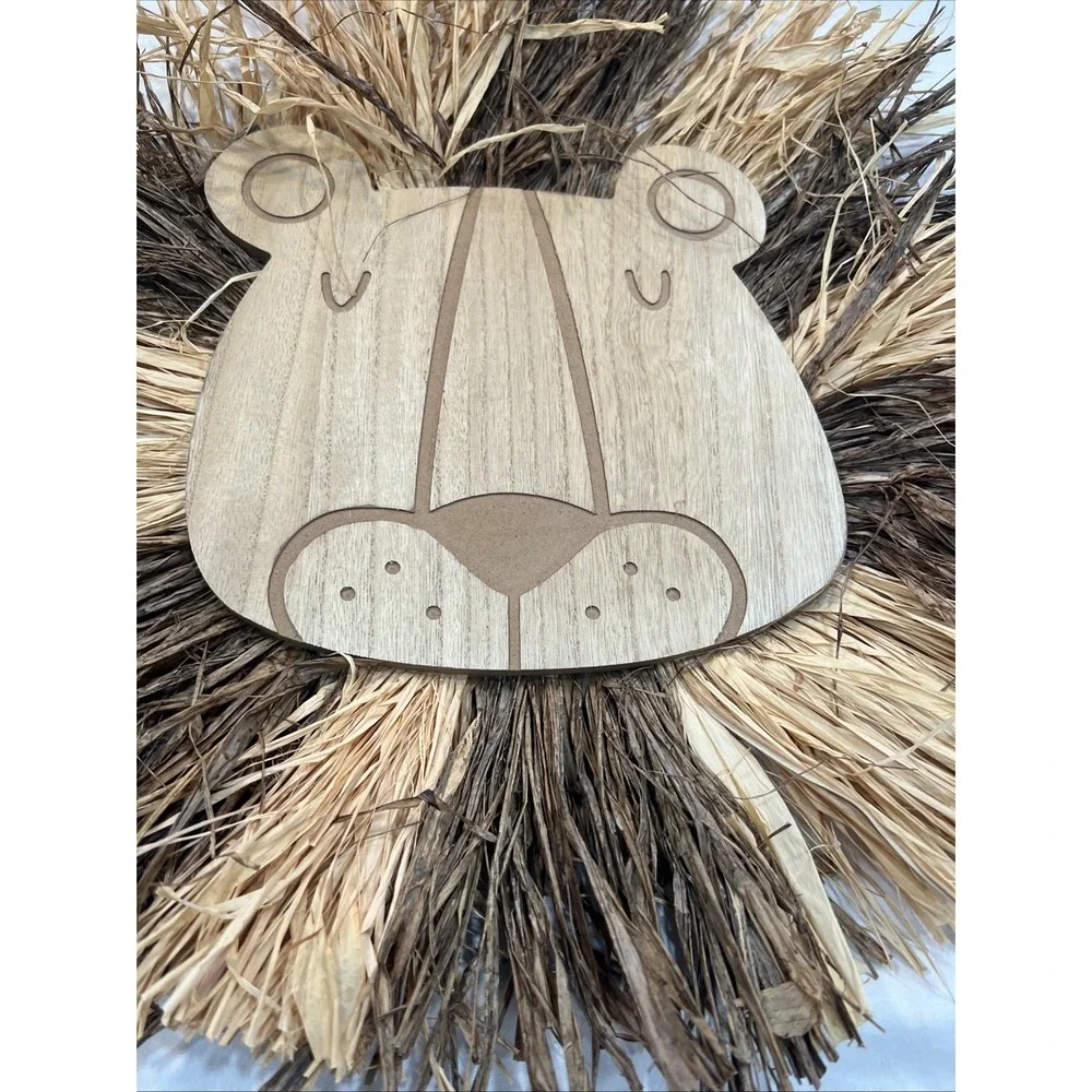 Lion & Giraffe Raffia Wall Decor |‎ Safari Jungle | Nursery | Kids Room | Decor